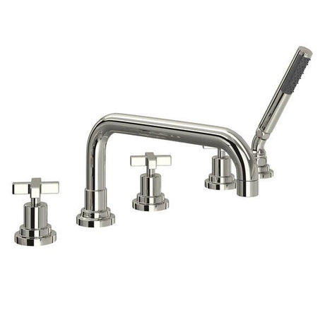 Lombardia® 5-Hole Deck Mount Tub Filler With U-Spout Polished Nickel