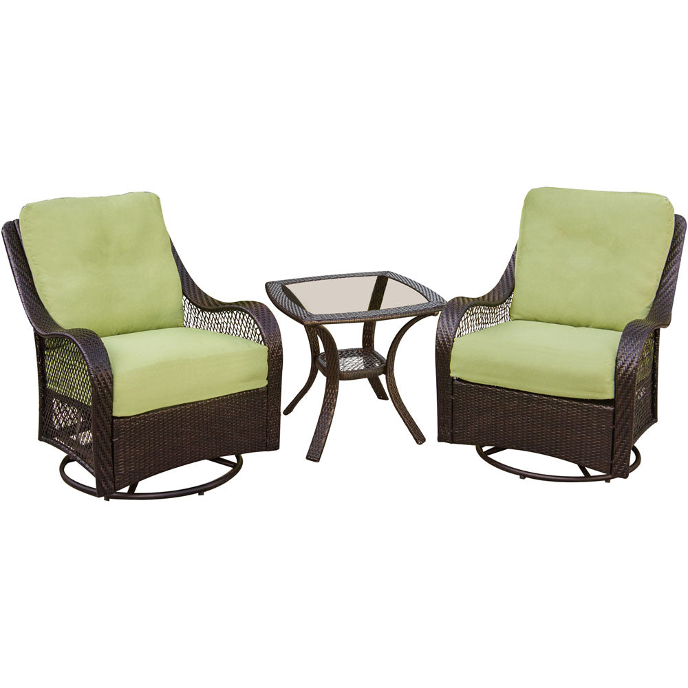 Hanover ORLEANS3PCSW Orleans 3pc Seating Set (2 swivel gliders, 1 end table)
