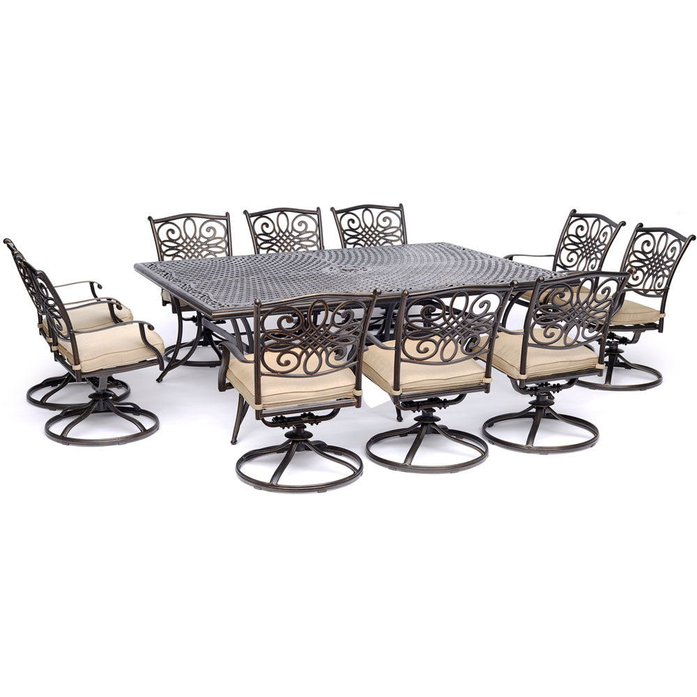 Hanover TRADDN11PCSW10 Traditions11pc: 10 Swivel Rockers, 60x84" Cast Table