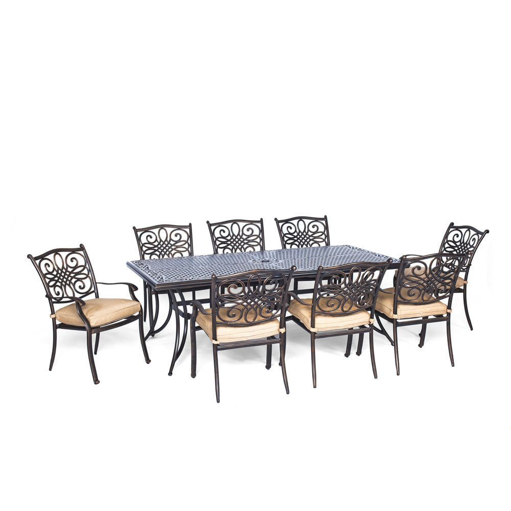Hanover TRADDN9PC Traditions9pc: 8 Dining Chairs, 42x84" Cast Table