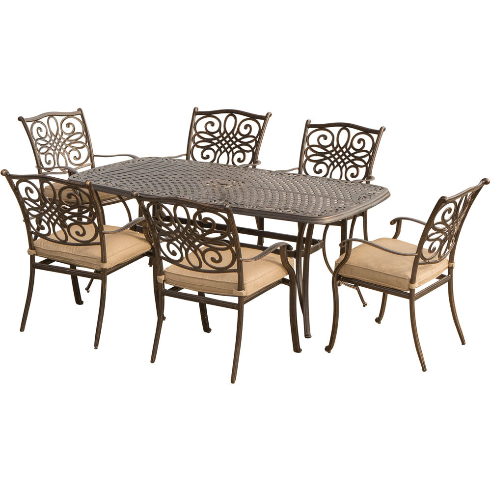 Hanover TRADITIONS7PC Traditions7pc: 6 Dining Chairs, 38x72" Cast Table