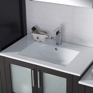 Sydney 102" Double Vanity, Ceramic Vessel Sink, Mirror, Linen Cabinet
