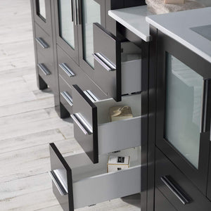 Sydney 102" Double Vanity, Ceramic Vessel Sink, Mirror, Linen Cabinet
