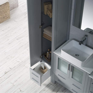 Sydney 102" Double Vanity, Ceramic Vessel Sink, Mirror, Linen Cabinet