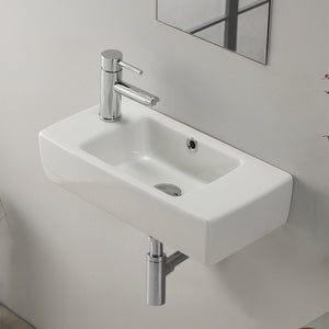 Small Rectangular Ceramic Wall Mounted or Drop In Bathroom Sink