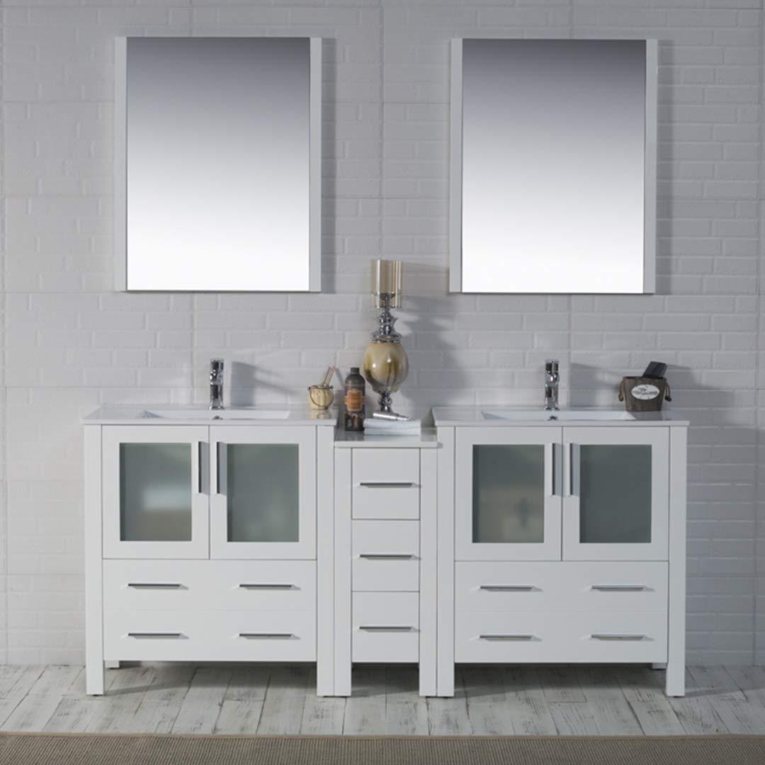 Blossom Sydney 84" Double Vanity Set, White, Espresso, Metal Grey