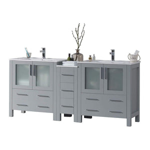 Blossom Sydney 84" Double Vanity Set, White, Espresso, Metal Grey