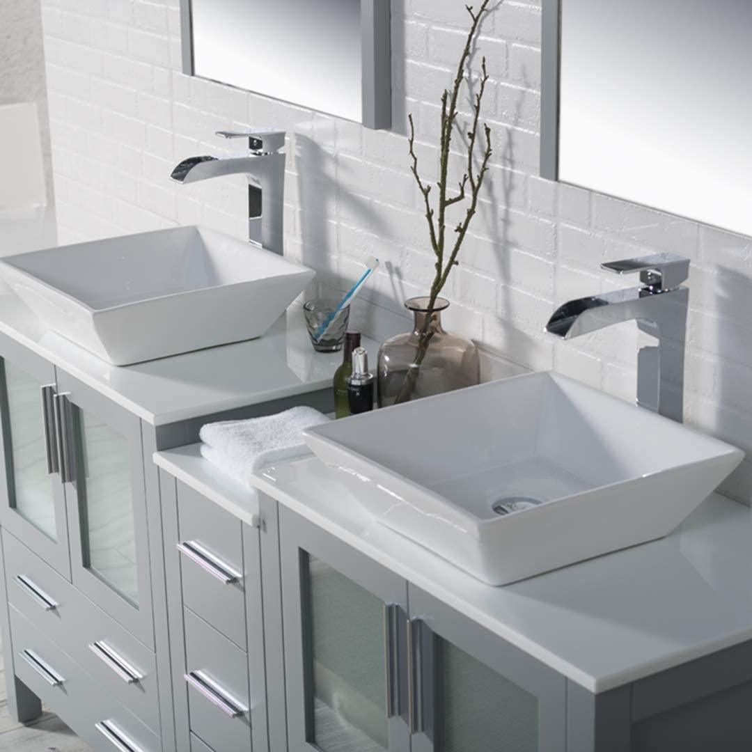 Blossom Sydney 84" Double Vanity Set, White, Espresso, Metal Grey