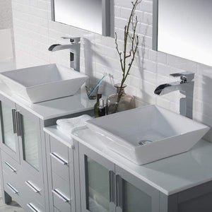 Blossom Sydney 84" Double Vanity Set, White, Espresso, Metal Grey
