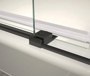 MAAX 138465-900-370-000 Vela 44 ½-47 x 78 ¾ in. 8mm Sliding Shower Door with Towel Bar for Alcove Installation with Clear glass in Matte Black and Brushed Nickel