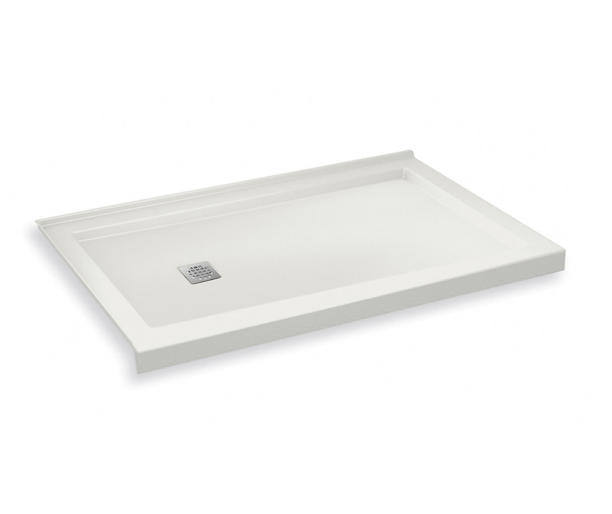 MAAX 420005-542-001-100 B3Square 6032 Acrylic Corner Left Shower Base in White with Anti-slip Bottom with Left-Hand Drain