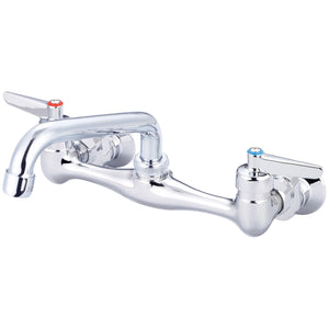 Central Brass 0047-SLE0 Two Handle Wallmount Kitchen Faucet in Polished Chrome