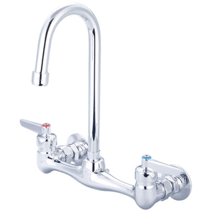 Central Brass 0047-TLE17 Two Handle Wallmount Kitchen Faucet in Polished Chrome