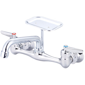 Central Brass 0048-SLE0 Two Handle Wallmount Kitchen Faucet in Polished Chrome