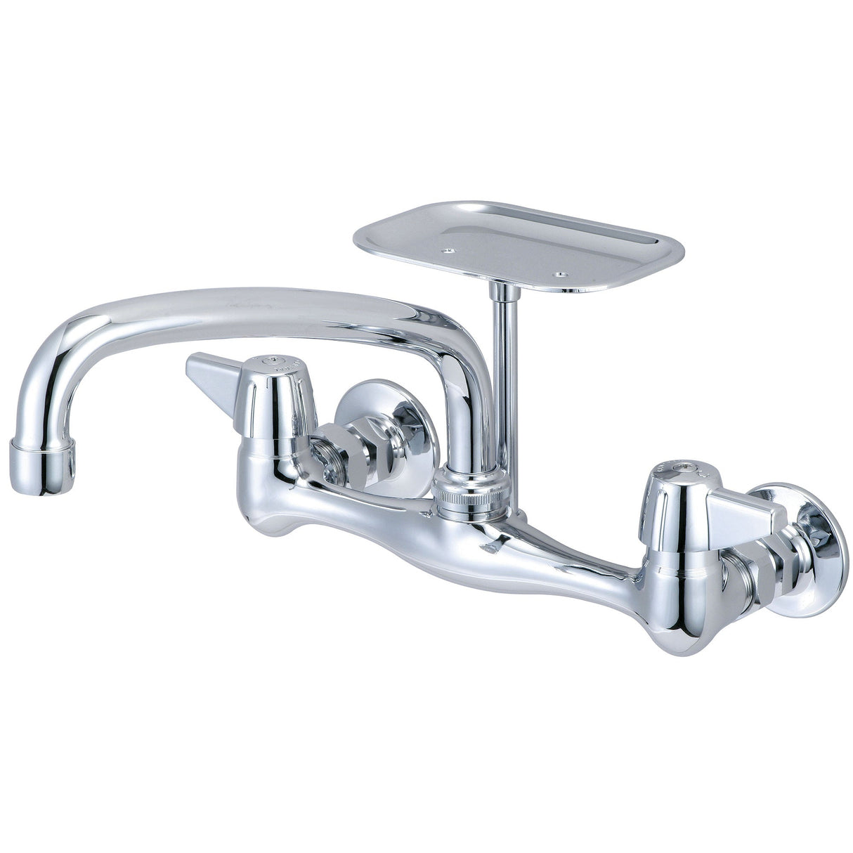 Central Brass 0048-UA1 Two Handle Wallmount Kitchen Faucet in Polished Chrome