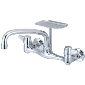 Central Brass 0048-UA1 Two Handle Wallmount Kitchen Faucet in Polished Chrome