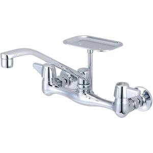 Central Brass 0048-UA6 Two Handle Wallmount Kitchen Faucet in Polished Chrome