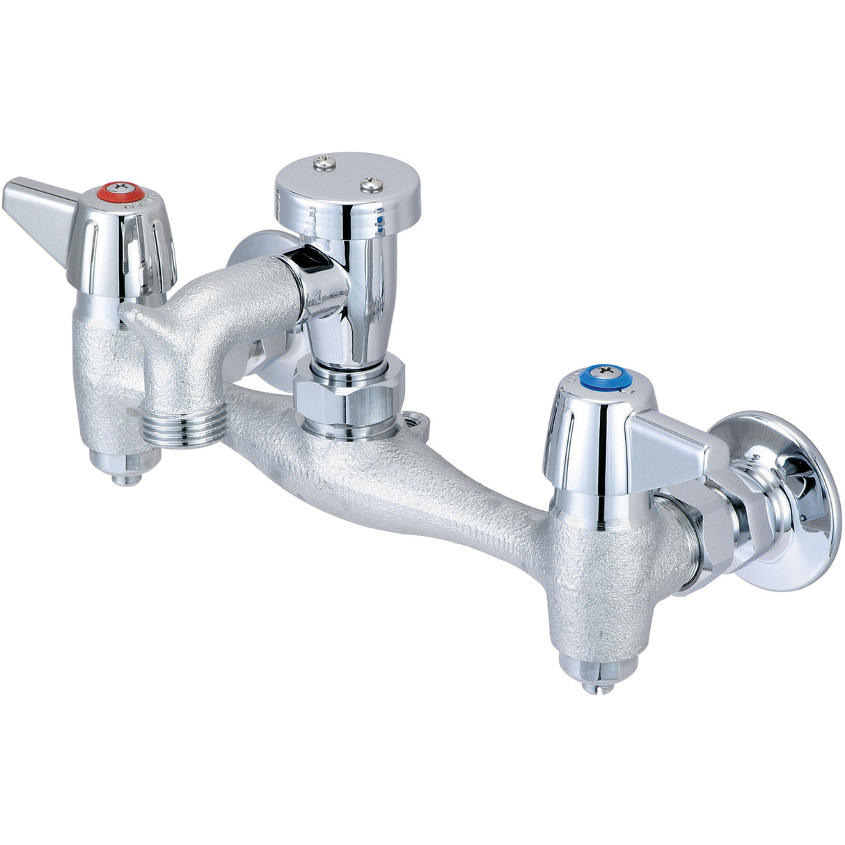 Central Brass 0050-URC-QI Two Handle Wallmount Service Sink Faucet in Rough Chrome