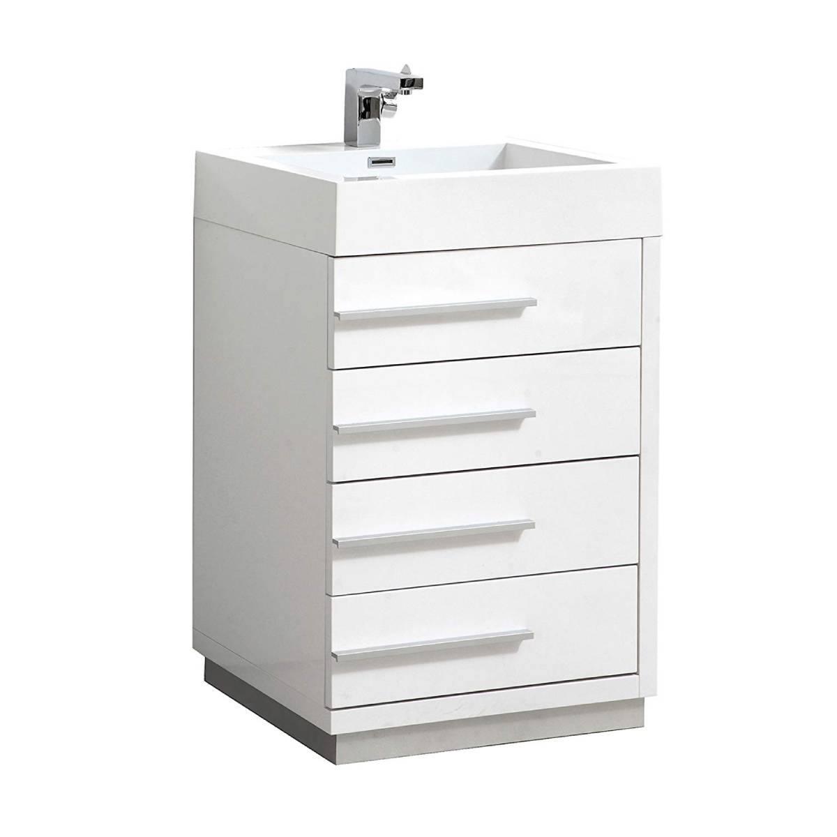 Blossom Barcelona 24" Vanity Base in White / Dark Oak with Acrylic Sink & Mirror