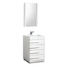 Blossom Barcelona 24 Inch Vanity Base in White / Dark Oak. Available with Acrylic Sink / Acrylic Sink + Mirror - The Bath Vanities
