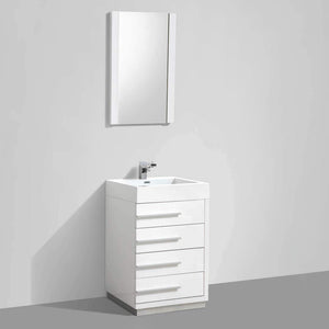 Blossom Barcelona 24" Vanity Base in White / Dark Oak with Acrylic Sink & Mirror