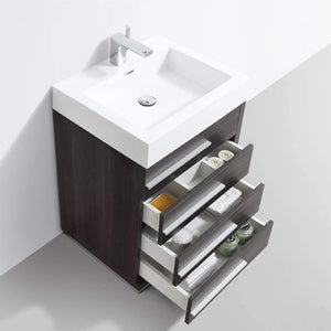 Blossom Barcelona 24" Vanity Base in White / Dark Oak with Acrylic Sink & Mirror