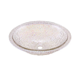 JSG Oceana Pebble Crystal Reflections Glass Drop‑In/Undermount Oval Sink (Showroom Display for Sale)