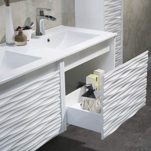 Blossom Paris 48" White Vanity with Ceramic Double Sinks, Mirror/s and Two Side Cabinets