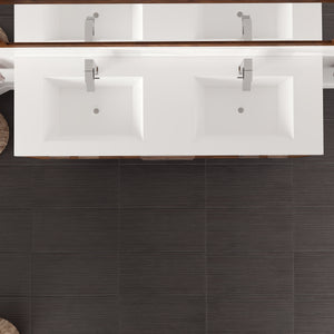 Lugano 60 in. Rosewood Wall Mount Double Sink  Bath Vanity with Acrylic Top and Integrated Sinks