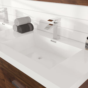 Lugano 60 in. Rosewood Wall Mount Double Sink  Bath Vanity with Acrylic Top and Integrated Sinks