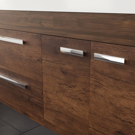 Lugano 60 in. Rosewood Wall Mount Double Sink  Bath Vanity with Acrylic Top and Integrated Sinks