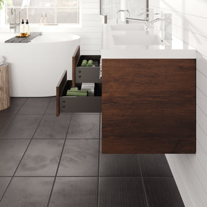 Lugano 60 in. Rosewood Wall Mount Double Sink  Bath Vanity with Acrylic Top and Integrated Sinks