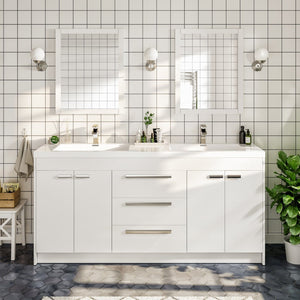 Lugano 72 in. White Double Sink  Bath Vanity with Acrylic Top and Integrated Sinks