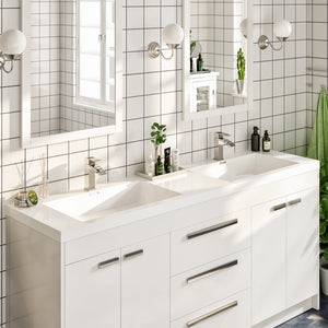 Lugano 72 in. White Double Sink  Bath Vanity with Acrylic Top and Integrated Sinks