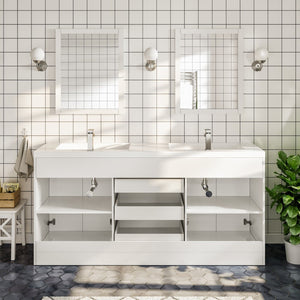Lugano 72 in. White Double Sink  Bath Vanity with Acrylic Top and Integrated Sinks