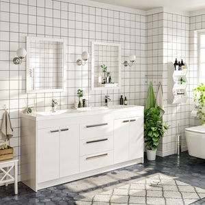Lugano 72 in. White Double Sink  Bath Vanity with Acrylic Top and Integrated Sinks