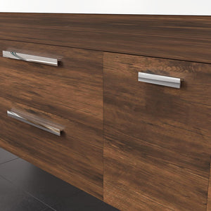Lugano 72 in. Rosewood Wall Mount Double Sink  Bath Vanity with Acrylic Top and Integrated Sinks