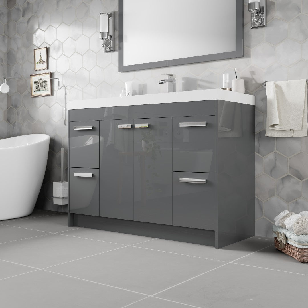 Lugano 48 in. Gray Single Sink Bath Vanity with Acrylic Top and Integrated Sink