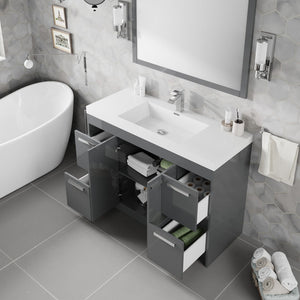 Lugano 48 in. Gray Single Sink Bath Vanity with Acrylic Top and Integrated Sink