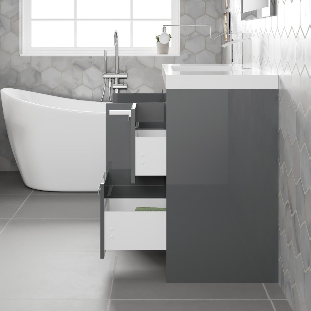 Lugano 48 in. Gray Single Sink Bath Vanity with Acrylic Top and Integrated Sink