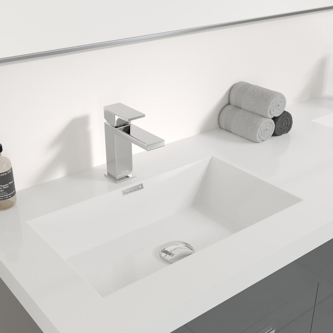 Lugano 60 in. Gray Double Sink  Bath Vanity with Acrylic Top and Integrated Sinks
