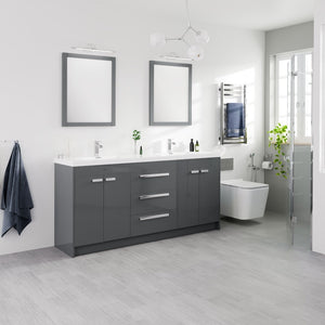 Lugano 72 in. Gray Double Sink  Bath Vanity with Acrylic Top and Integrated Sinks
