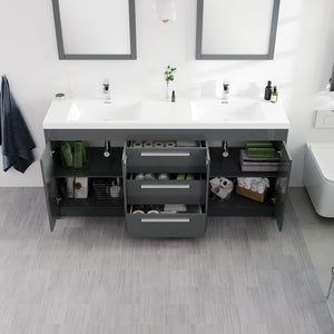 Lugano 72 in. Gray Double Sink  Bath Vanity with Acrylic Top and Integrated Sinks