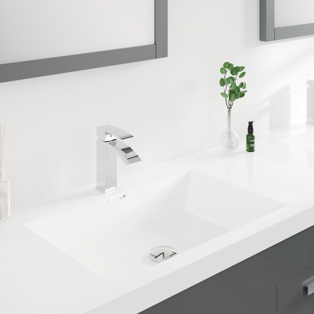 Lugano 72 in. Gray Double Sink  Bath Vanity with Acrylic Top and Integrated Sinks
