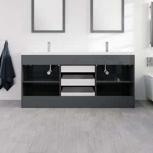 Lugano 72 in. Gray Double Sink  Bath Vanity with Acrylic Top and Integrated Sinks
