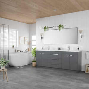 Lugano 84 in. Gray Double Sink  Bath Vanity with Acrylic Top and Integrated Sinks