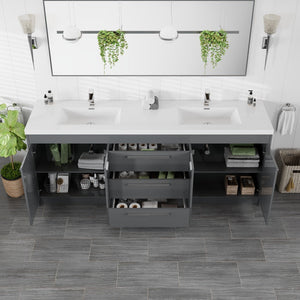 Lugano 84 in. Gray Double Sink  Bath Vanity with Acrylic Top and Integrated Sinks