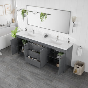 Lugano 84 in. Gray Double Sink  Bath Vanity with Acrylic Top and Integrated Sinks