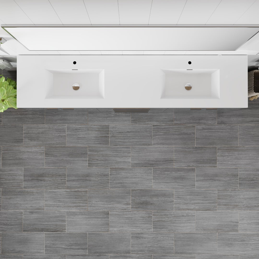 Lugano 84 in. Gray Double Sink  Bath Vanity with Acrylic Top and Integrated Sinks