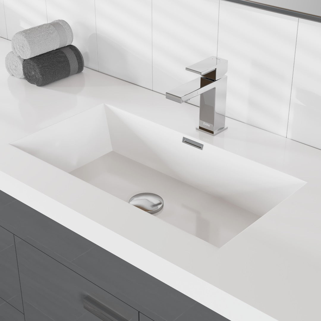Lugano 84 in. Gray Double Sink  Bath Vanity with Acrylic Top and Integrated Sinks